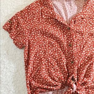 Red Flowered No Boundaries Top